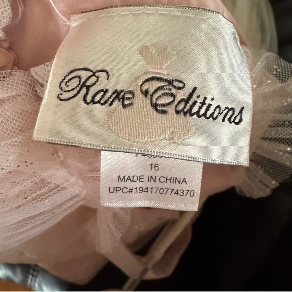Rare Editions Dress Girls Size 16 Blush Pink Gold Shimmer Overlay Tiered Skirt - Picture 4 of 4